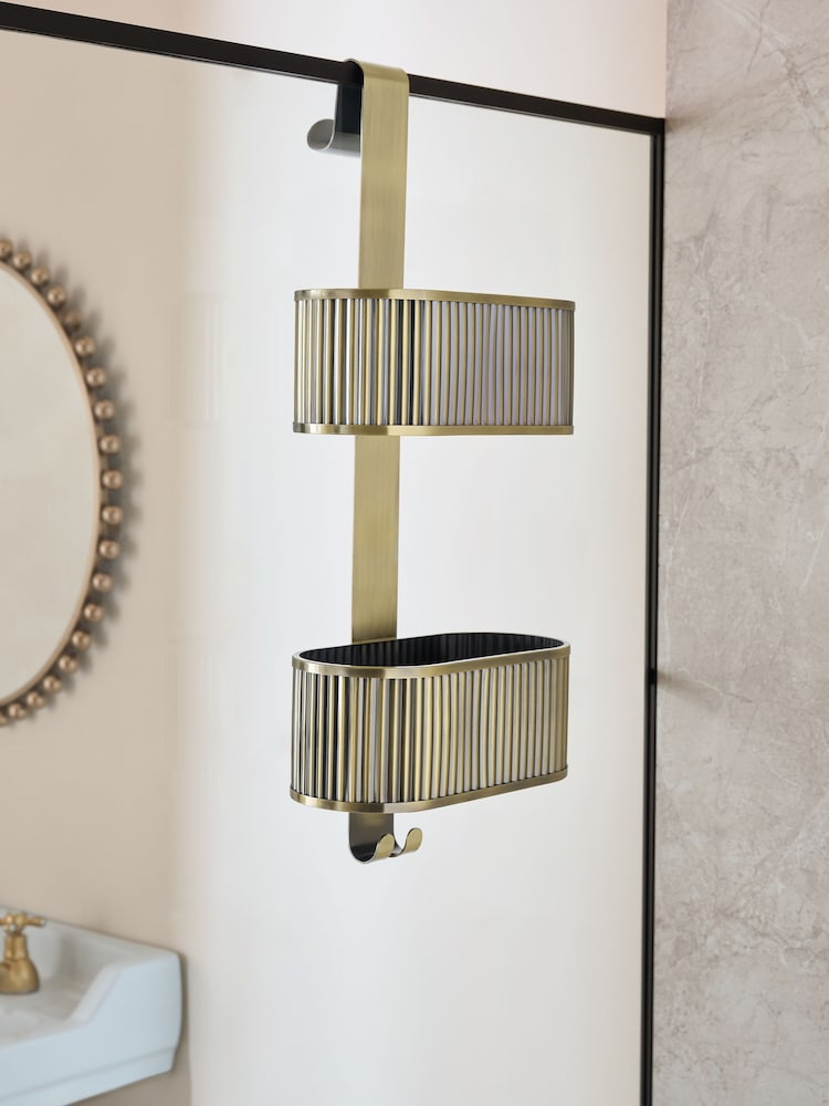 Gold Ribbed Shower Caddy - Image 2 of 2 Gold Ribbed Shower Caddy - Image 2 of 2