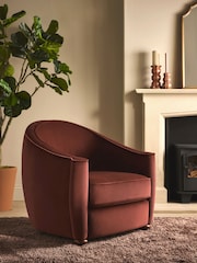 Soft Velvet Chestnut Brown Kingham Accent Chair - Image 1 of 11