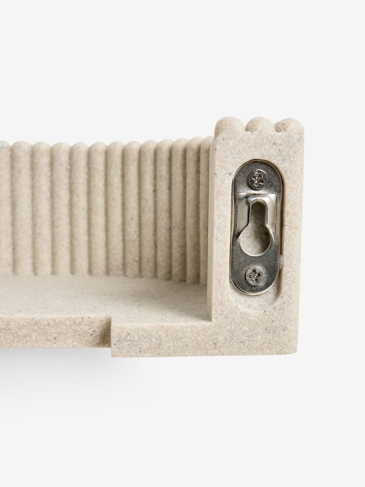 Cream Rib Shelf Bathroom Wall Mirror - Image 2 of 2