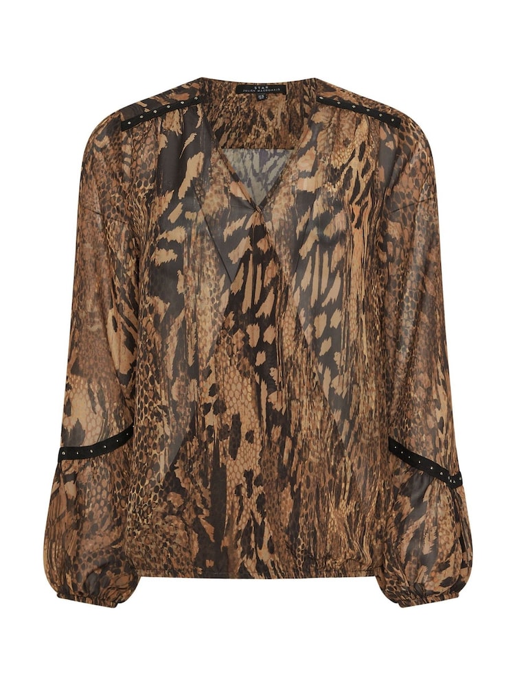 Star by Julien MacDonald Natural Studded Detail Print Blouse - Image 5 of 5 Star by Julien MacDonald Natural Studded Detail Print Blouse - Image 5 of 5