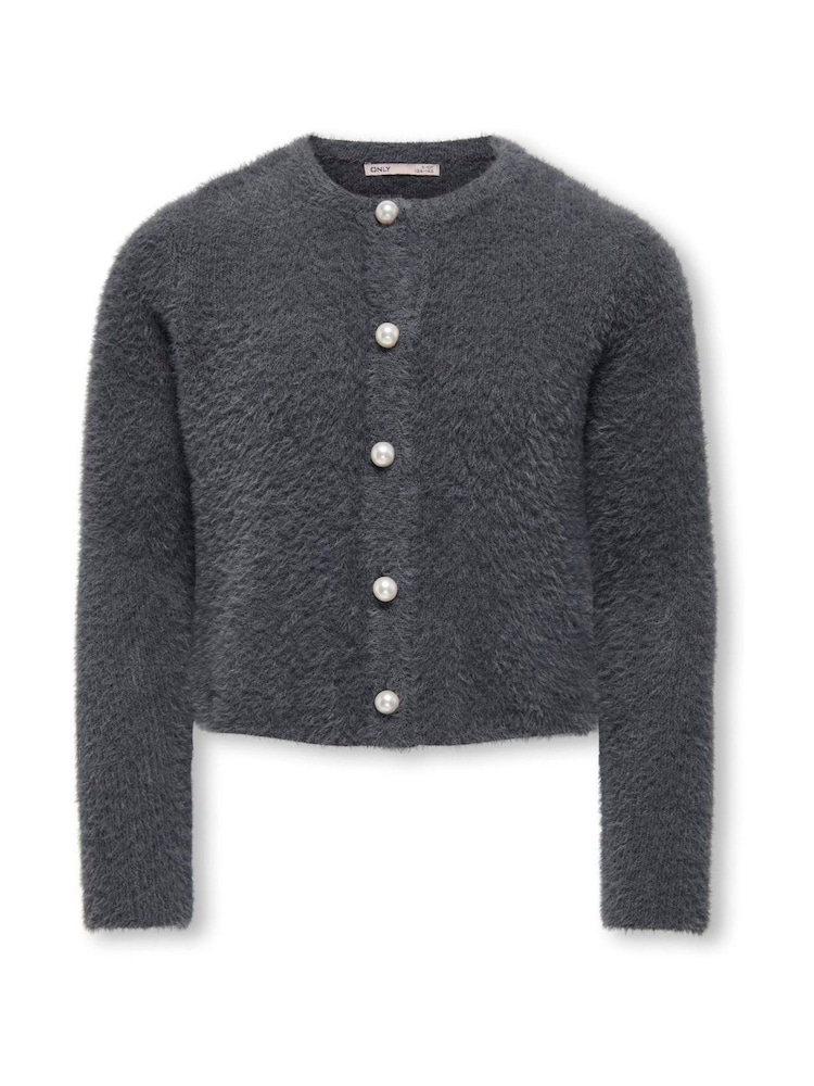 ONLY KIDS Grey Pearl Button Down Cardigan - Image 1 of 3 ONLY KIDS Grey Pearl Button Down Cardigan - Image 1 of 3