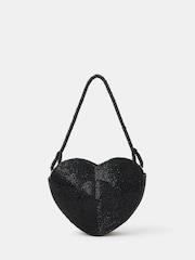 Accessorize Black Beaded Heart Shoulder Bag - Image 1 of 2