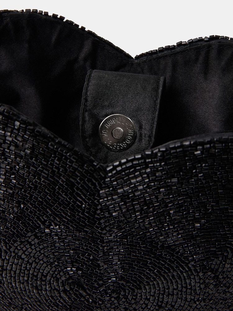 Accessorize Black Beaded Heart Shoulder Bag - Image 2 of 2