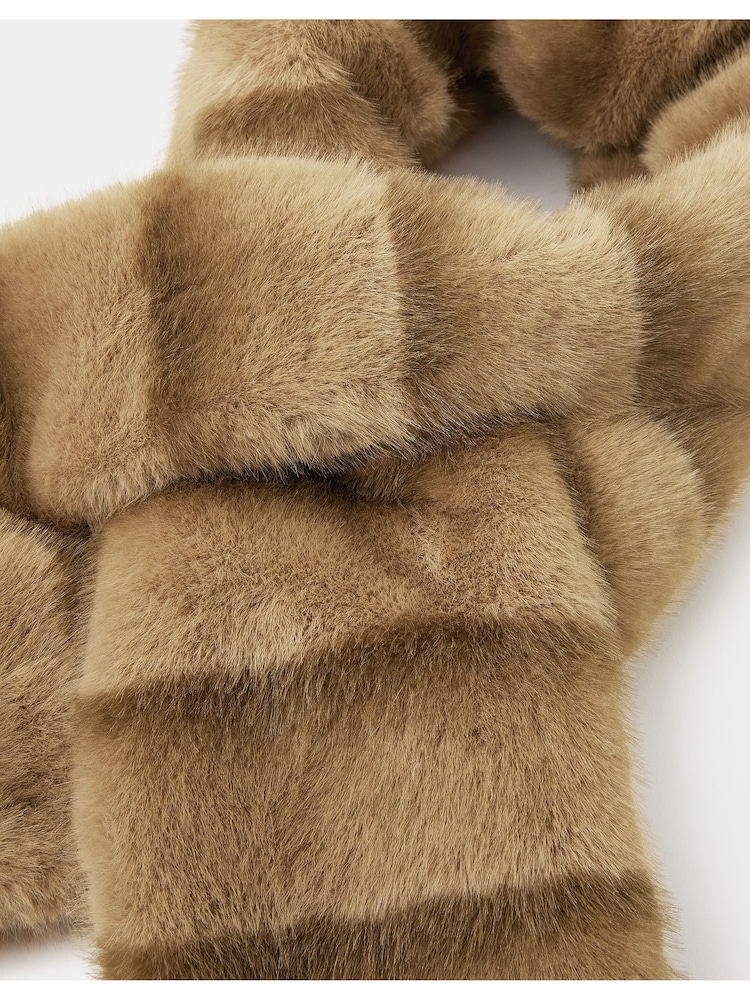 Accessorize Nude Stripe Faux Fur Stole Scarf - Image 2 of 2