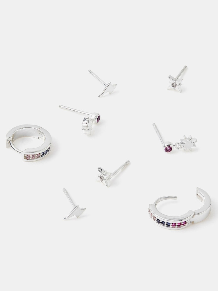 Accessorize Silver Tone 4 Pack Sterling Plated Celestial Earrings - Image 1 of 2 Accessorize Silver Tone 4 Pack Sterling Plated Celestial Earrings - Image 1 of 2