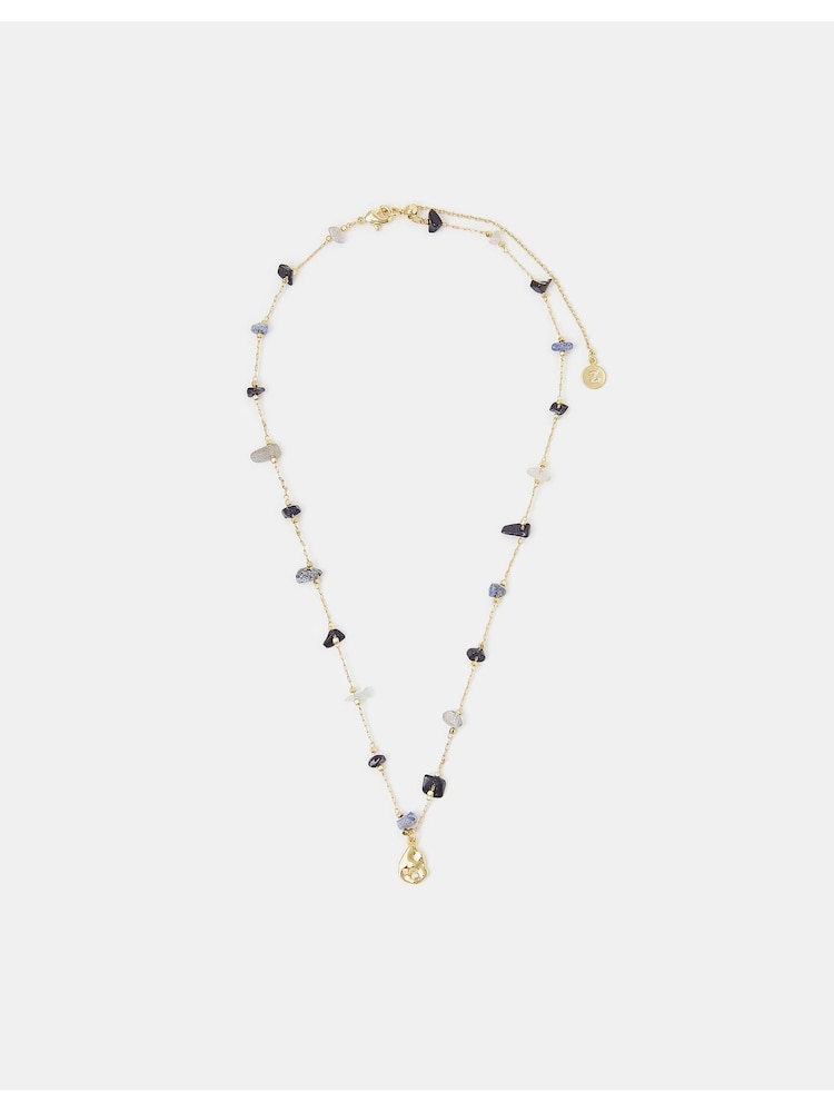 Accessorize Gold 14ct Gold-Plated Pendant Nugget Stone Station Necklace - Image 1 of 2 Accessorize Gold 14ct Gold-Plated Pendant Nugget Stone Station Necklace - Image 1 of 2