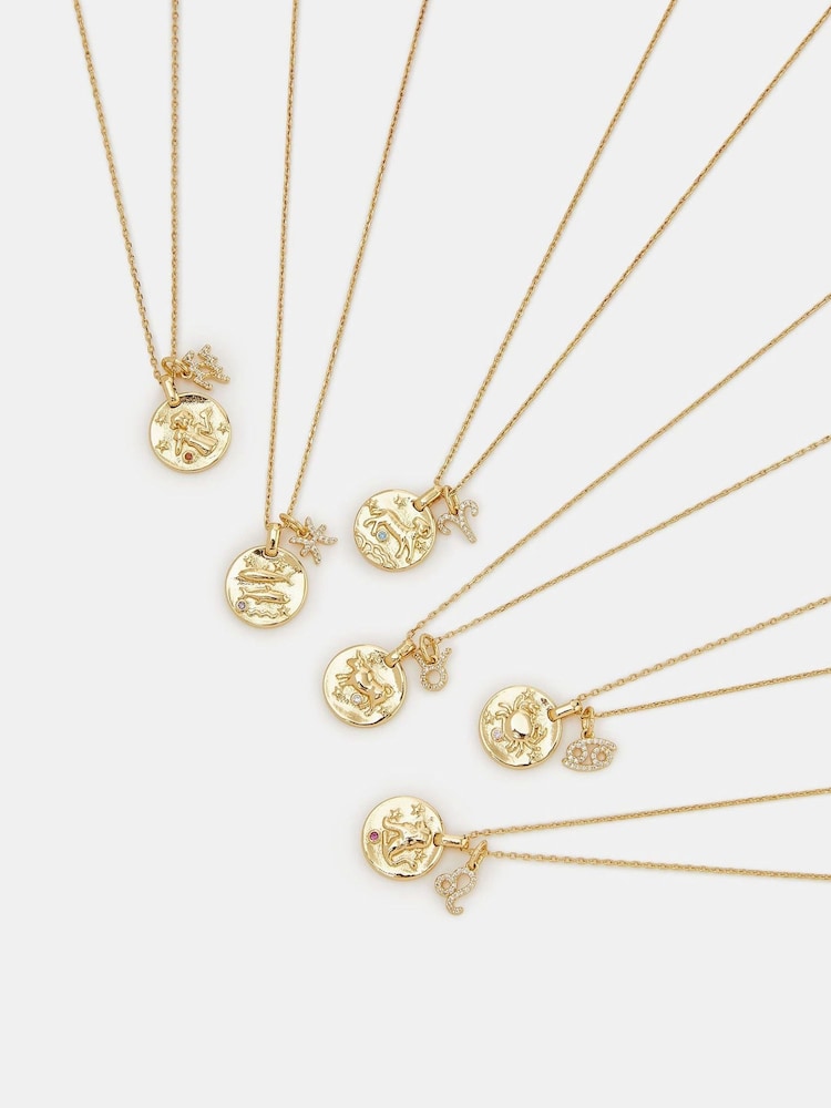 Accessorize Gold 14ct Gold-Plated Zodiac Charm Necklace - Image 3 of 3 Accessorize Gold 14ct Gold-Plated Zodiac Charm Necklace - Image 3 of 3