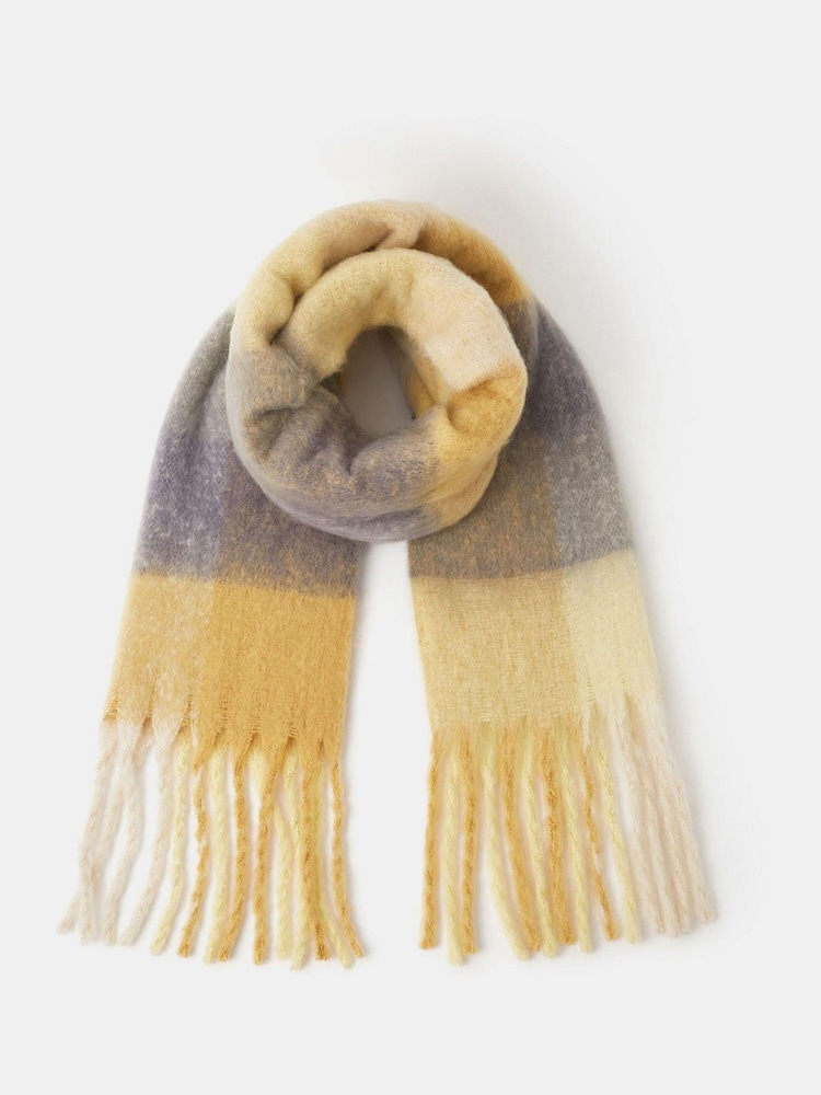 Accessorize Yellow Super Soft Check Print Scarf - Image 1 of 1