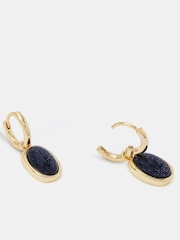 Accessorize 14k Real Gold Plated Stone Drop Huggie Hoop Earrings - Image 1 of 2