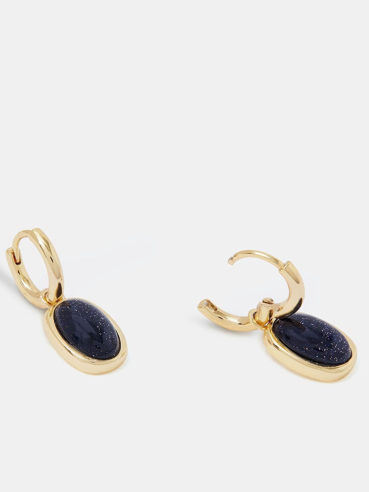 Accessorize 14k Real Gold Plated Stone Drop Huggie Hoop Earrings - Image 1 of 2 Accessorize 14k Real Gold Plated Stone Drop Huggie Hoop Earrings - Image 1 of 2