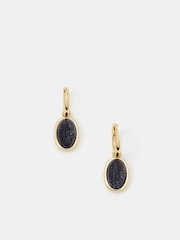 Accessorize 14k Real Gold Plated Stone Drop Huggie Hoop Earrings - Image 2 of 2