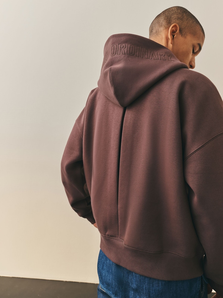 Nothing Ordinary Chocolate Brown Embroidered Heavyweight Zip Hoodie - Image 2 of 6