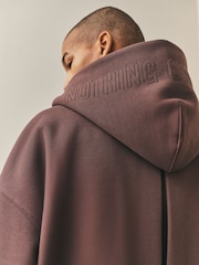 Nothing Ordinary Chocolate Brown Embroidered Heavyweight Zip Hoodie - Image 4 of 6