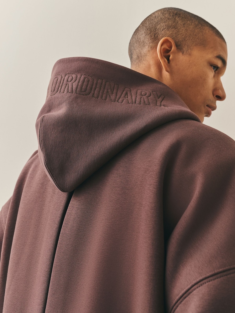 Nothing Ordinary Chocolate Brown Embroidered Heavyweight Zip Hoodie - Image 6 of 6