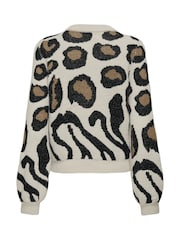 JDY Natural Leopard Print Jumper - Image 7 of 7