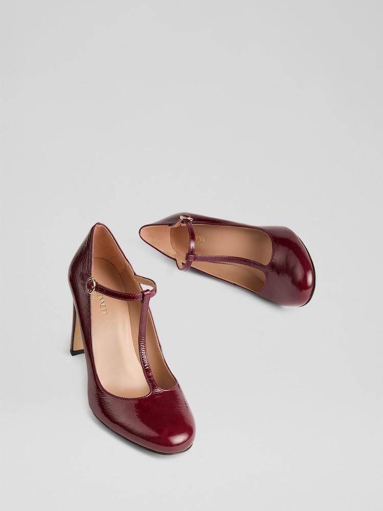 LK Bennett Red Annalise Mary Jane Courts - Image 2 of 4
