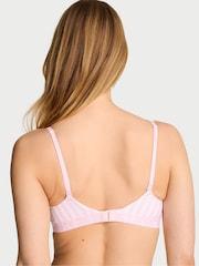Victoria's Secret Pretty Blossom Pink Stripes Lightly Lined Non Wired Cotton Exploded Logo Bra - Image 2 of 2
