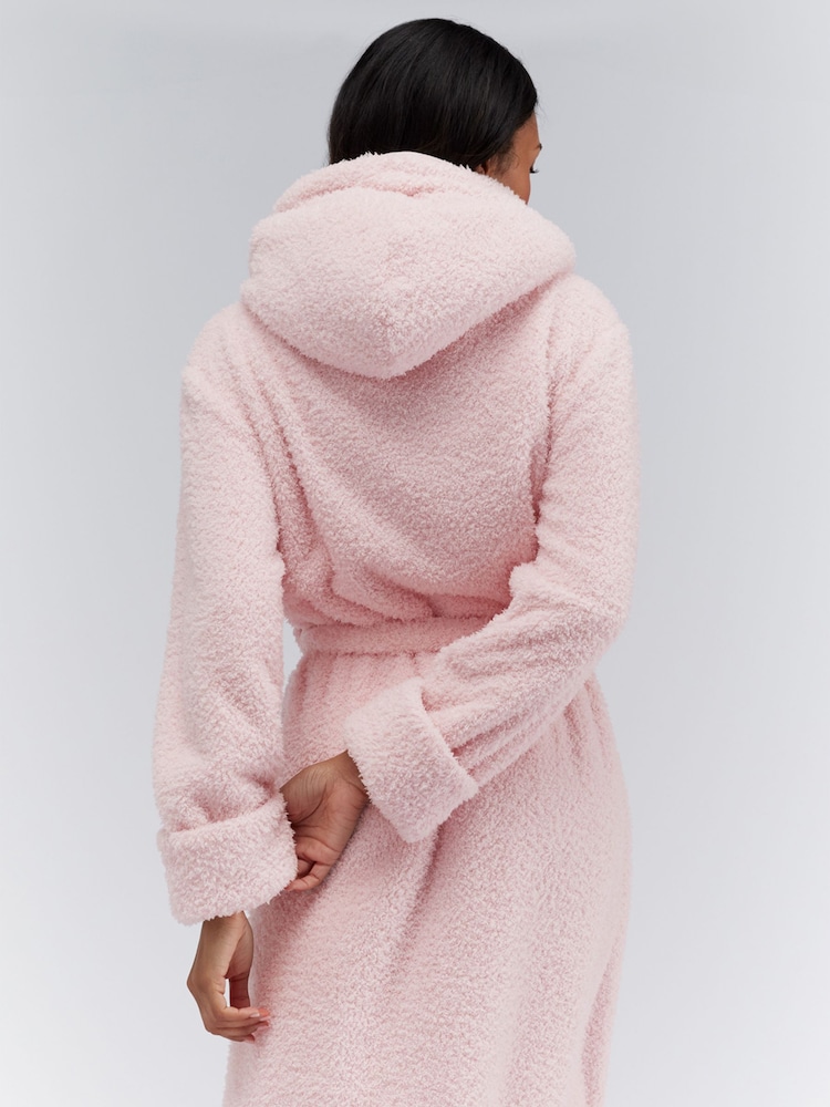Boux Avenue Pink Fluffy Boucle Long Dressing Gown - Image 2 of 6 Boux Avenue Pink Fluffy Boucle Long Dressing Gown - Image 2 of 6
