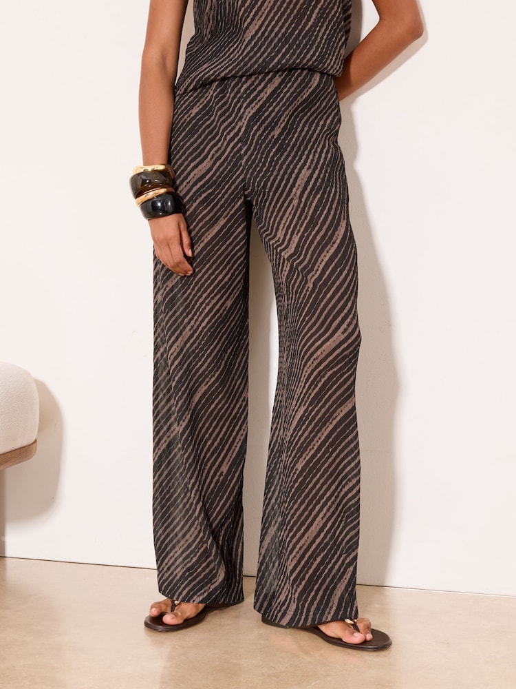 Lipsy Black & Brown Striped Wide Leg Trousers - Image 1 of 5