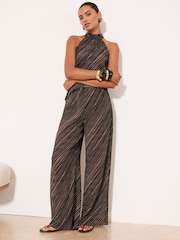 Lipsy Black & Brown Striped Wide Leg Trousers - Image 4 of 5