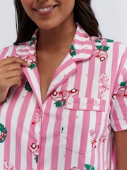Candy Pink - Boux Avenue Stripe Christmas Shortie Pyjamas - Slika 6 iz 8