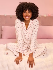 Boux Avenue Cream Heart Print Trouser Pyjamas In a Bag - Image 2 of 4