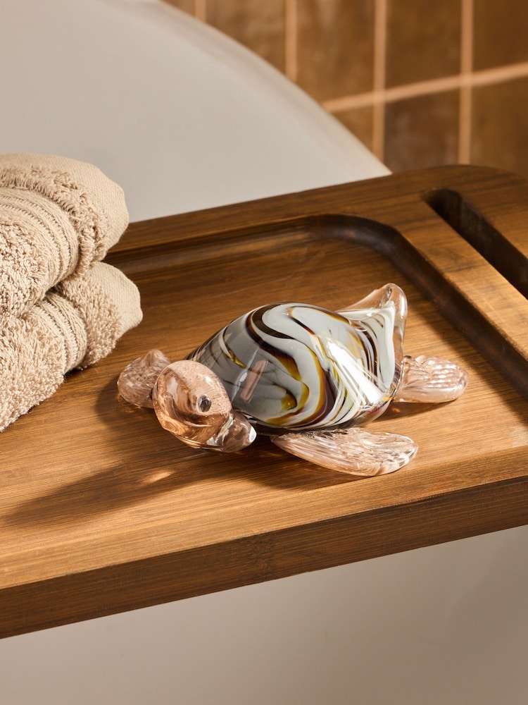 Brown/Cream Handblown Glass Turtle Ornament - Image 1 of 3 Brown/Cream Handblown Glass Turtle Ornament - Image 1 of 3
