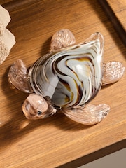 Brown/Cream Handblown Glass Turtle Ornament - Image 2 of 3