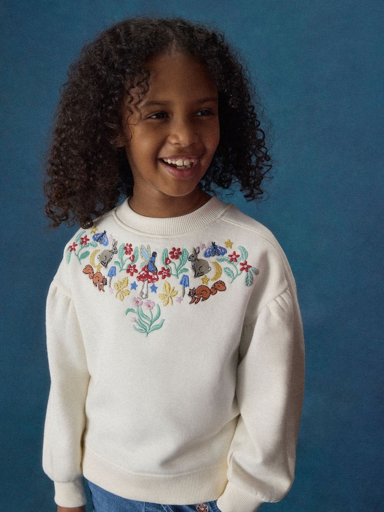 Cream - Joules Avery Sweatshirt mit Stickerei für Mädchen - Bild 1 von 6 Cream - Joules Avery Sweatshirt mit Stickerei für Mädchen - Bild 1 von 6