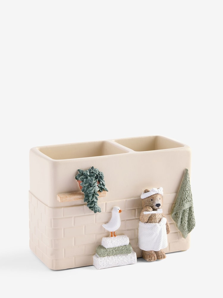 Cream Bertie the Bear Toothbrush Tidy - Image 1 of 1 Cream Bertie the Bear Toothbrush Tidy - Image 1 of 1