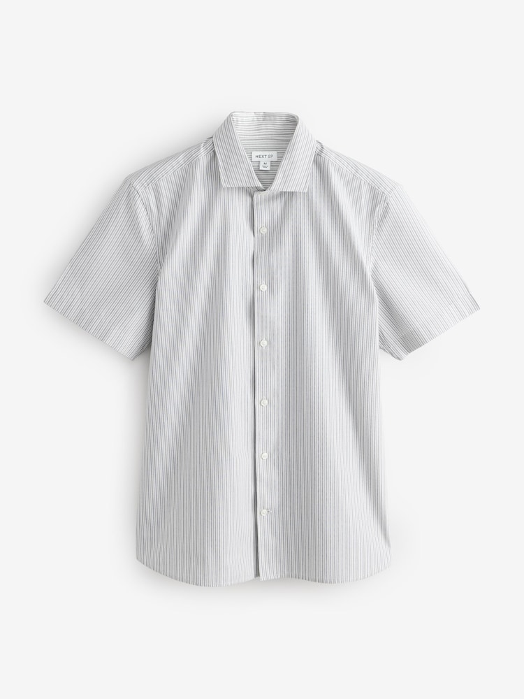 Grey/White Short Sleeve Striped Shirt - Image 1 of 1