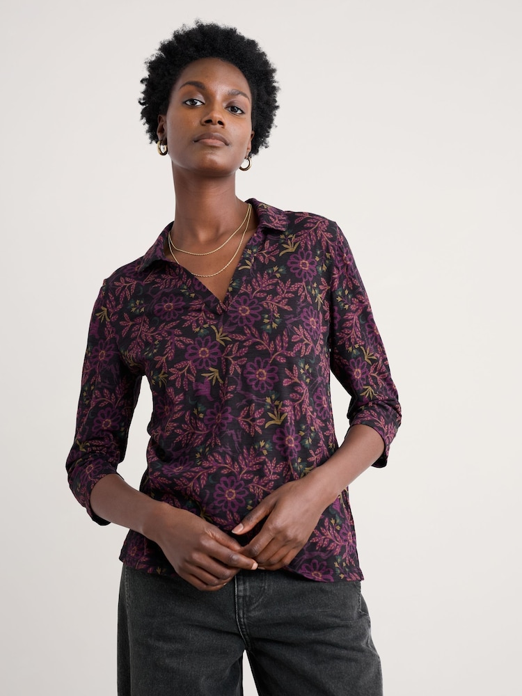 Seasalt Cornwall Purple Wavecrest Shirt - Image 1 of 5 Seasalt Cornwall Purple Wavecrest Shirt - Image 1 of 5