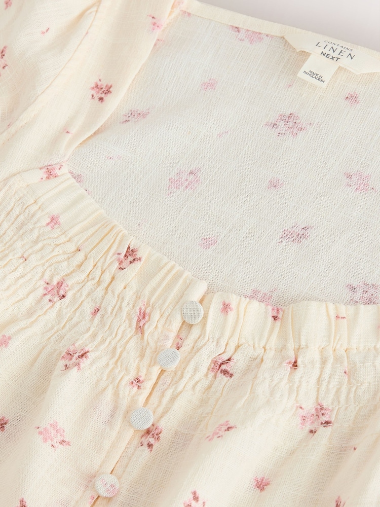 Estampado floral color Cream - Top de lino con botones en la parte delantera y mangas onduladas - Imagen 7 de 7 Estampado floral color Cream - Top de lino con botones en la parte delantera y mangas onduladas - Imagen 7 de 7