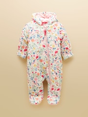 Joules Baby Padded Pink Zip Through Pramsuit - Image 1 of 5