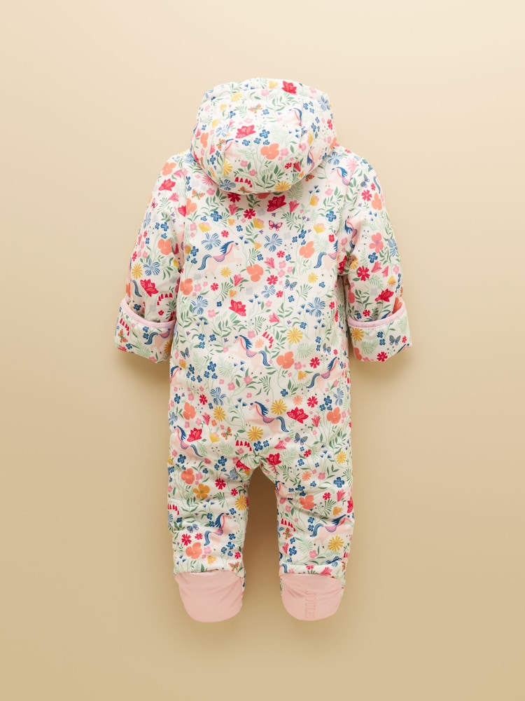 Joules Baby Padded Pink Zip Through Pramsuit - Image 2 of 5