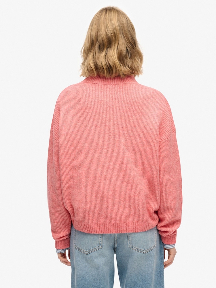 Superdry Red Slouchy Mock Neck Jumper - Image 2 of 6 Superdry Red Slouchy Mock Neck Jumper - Image 2 of 6