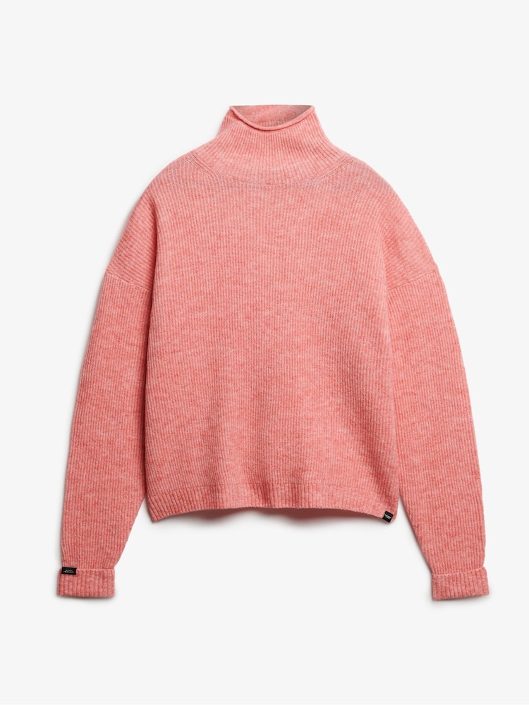 Superdry Red Slouchy Mock Neck Jumper - Image 6 of 6 Superdry Red Slouchy Mock Neck Jumper - Image 6 of 6
