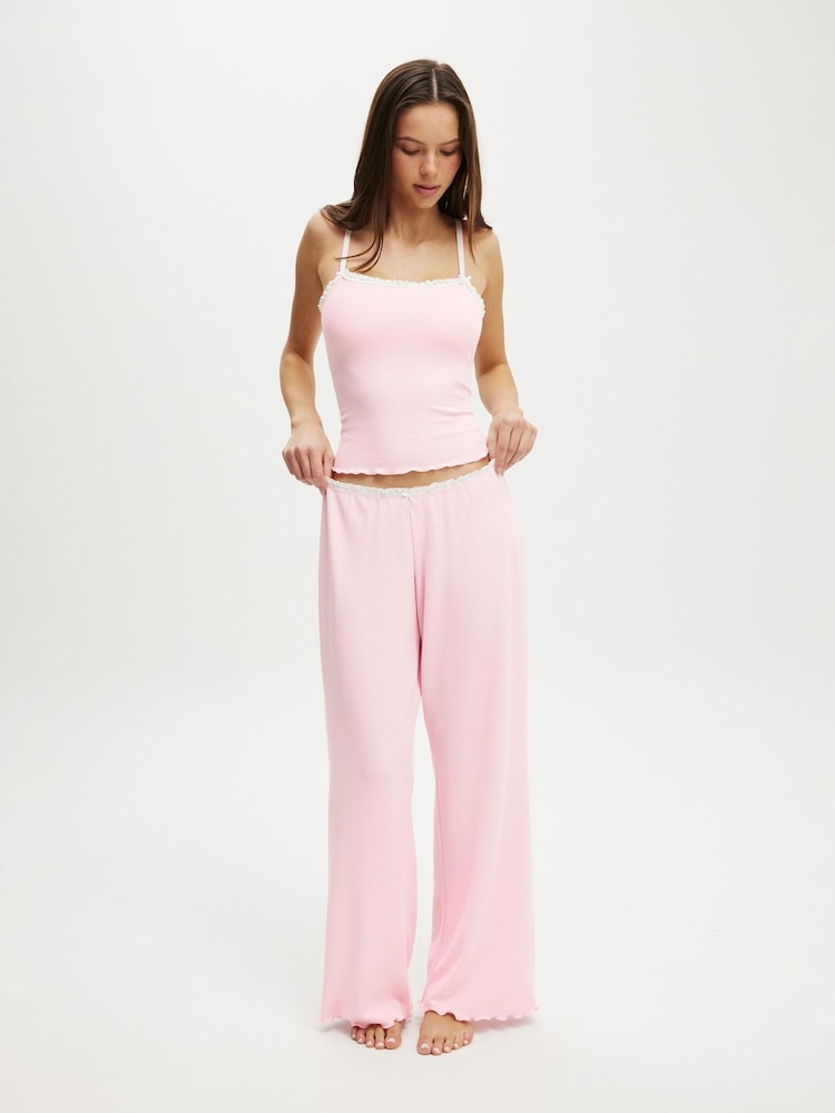 Pink - Cotton On Waffle Wide Leg Pyjama Trousers - Bild 1 von 5