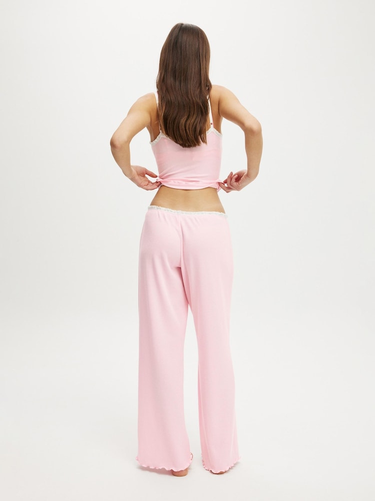 Pink - Cotton On Waffle Wide Leg Pyjama Trousers - Bild 2 von 5