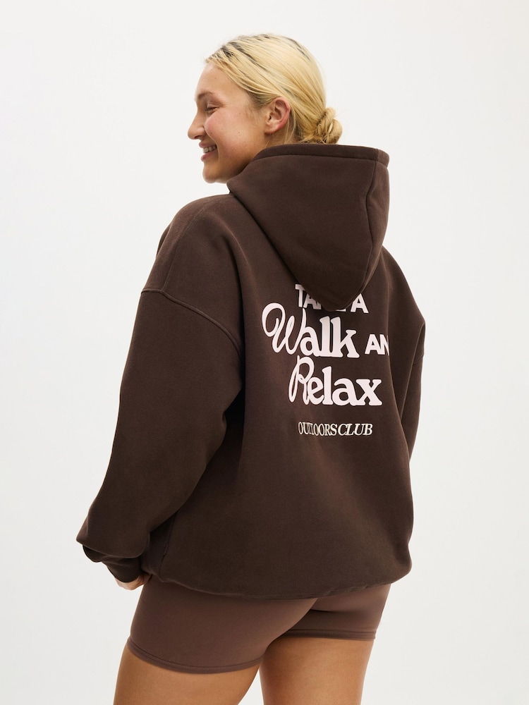 Cotton On Brown Plush Premium Graphic Hoodie - Image 2 of 3 Cotton On Brown Plush Premium Graphic Hoodie - Image 2 of 3
