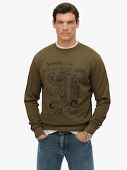Superdry Green Tokyo Narrative Loose Sweatshirt - Image 1 of 7