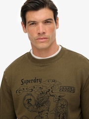 Superdry Green Tokyo Narrative Loose Sweatshirt - Image 5 of 7
