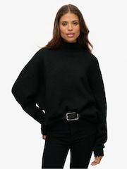 Superdry Black Slouchy Mock Neck Jumper - Image 1 of 6