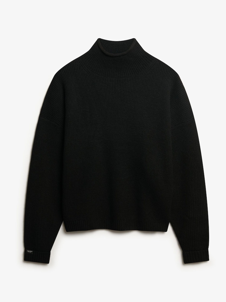 Superdry Black Slouchy Mock Neck Jumper - Image 6 of 6