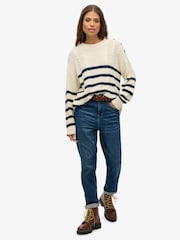 Superdry White Cable Crew Neck Jumper - Image 3 of 6