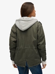 Superdry Green Jersey Hood Military Borg Jacket - Image 2 of 8