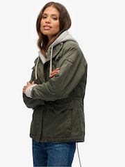 Superdry Green Jersey Hood Military Borg Jacket - Image 3 of 8