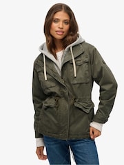 Superdry Green Jersey Hood Military Borg Jacket - Image 4 of 8