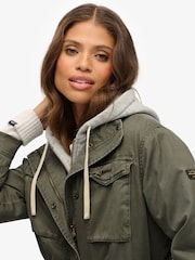 Superdry Green Jersey Hood Military Borg Jacket - Image 6 of 8
