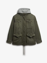 Superdry Green Jersey Hood Military Borg Jacket - Image 7 of 8